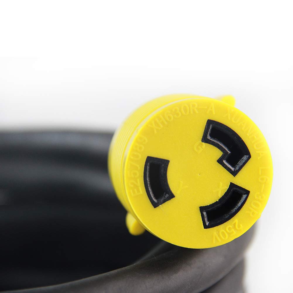 Plis Nema L6 30P To L6 30R Heavy Duty Generator Locking Power Cord,3X10 Gauge Sjoow Rubber Cable, Generator Lock Extension Cord